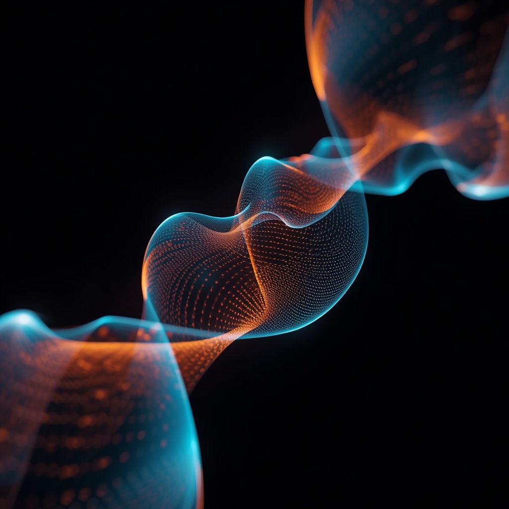 Abstract visualization of non-linear habit formation journey with flowing curves and phase markers